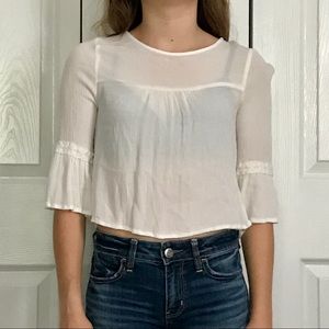 White 3/4 Length Sleeve Shirt